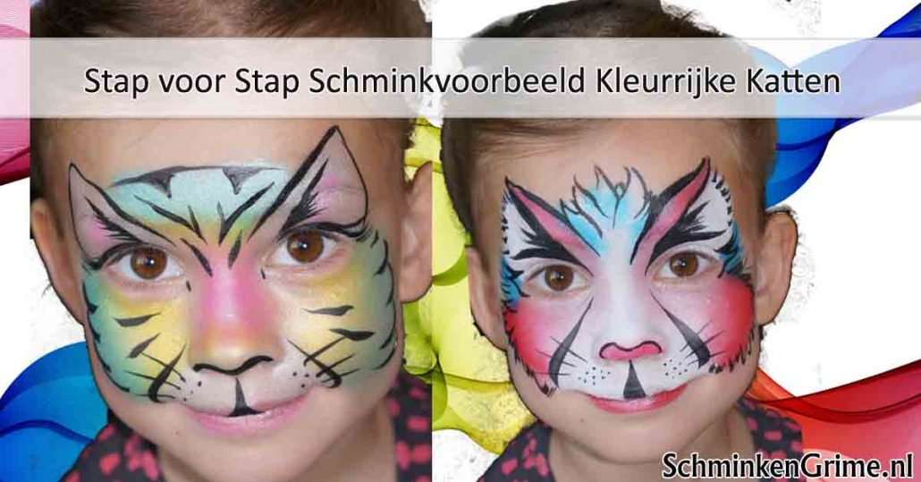 Stap voor Stap Schminkvoorbeeld Kleurrijke Katten