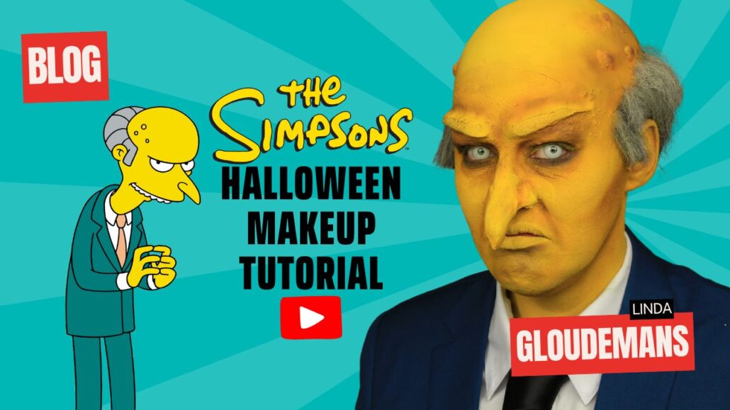 Mr. Burns schminkvoorbeeld voor Halloween, gemaakt door Linda Gloudemans – stap-voor-stap tutorial, verkrijgbaar bij SchminkenGrime.nl