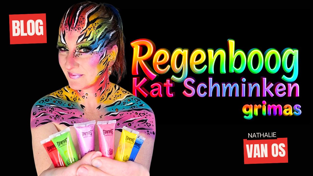 Regenboog Kat Schminken voor Carnaval met Grimas Liquid Make-up