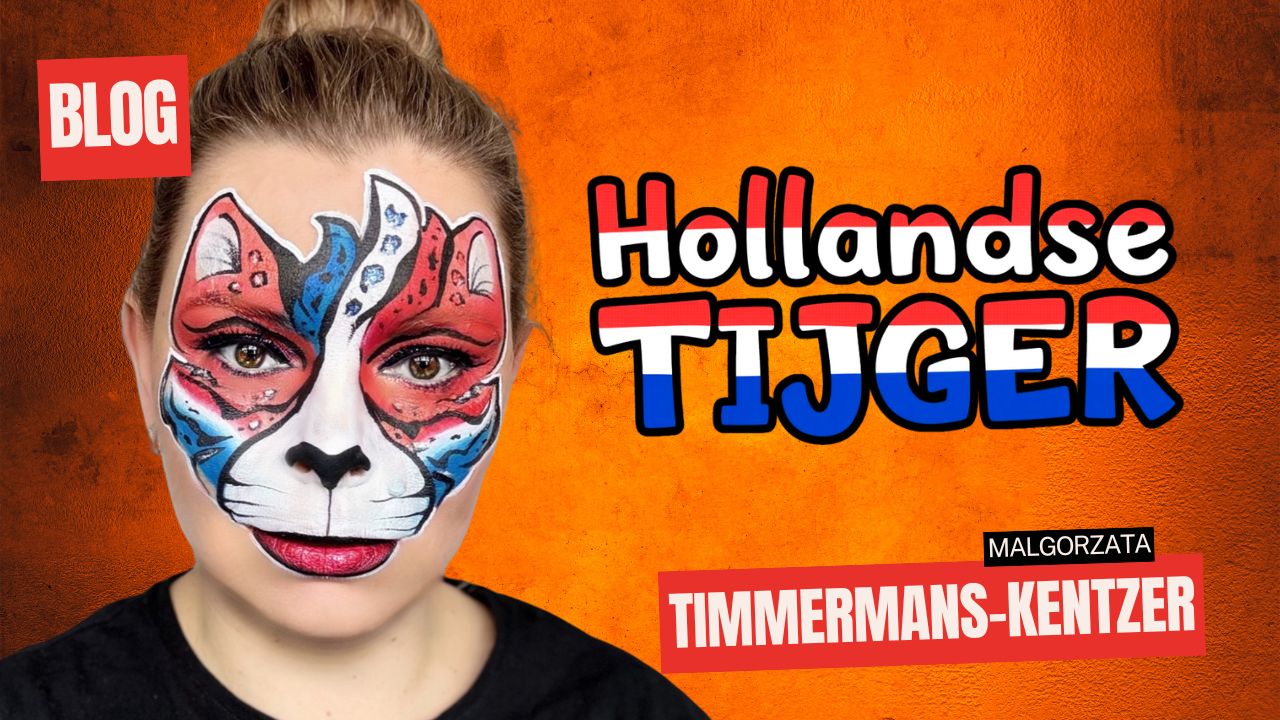 Koningsdag schmink idee: Hollandse Tijger in rood, wit, blauw én oranje!