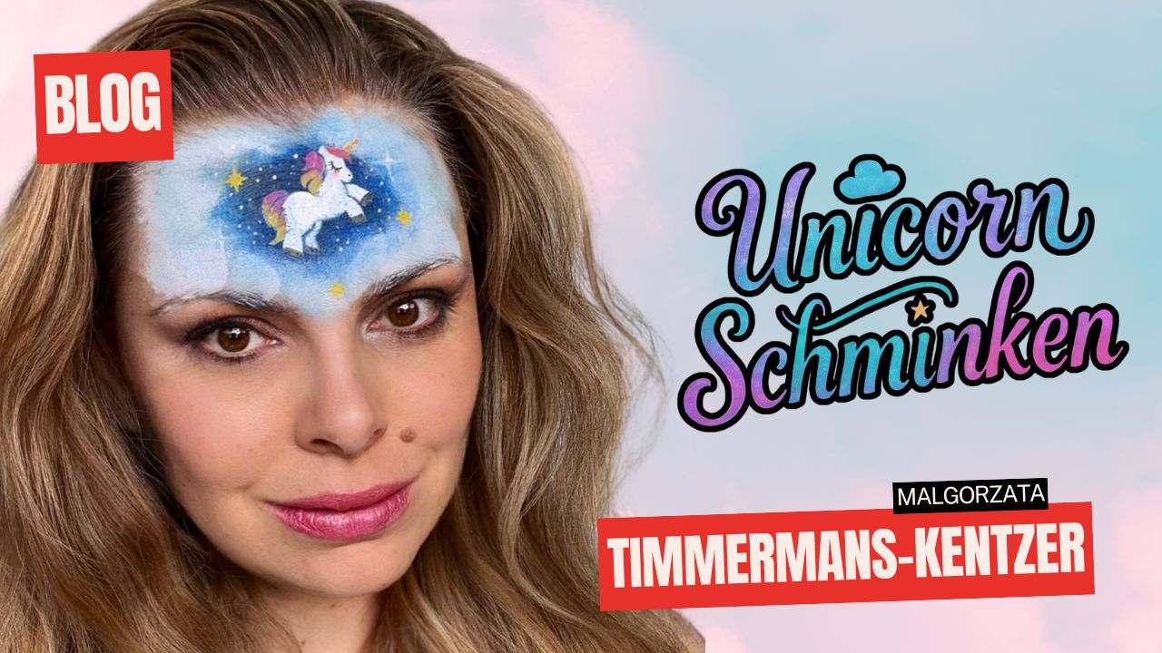 Unicorn schmink voorbeeld met sjabloon van Superstar, stap voor stap uitgelegd, verkrijgbaar bij SchminkenGrime.nl