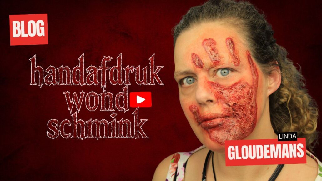Handafdruk wond schmink met 3D Gel, special effects make-up voorbeeld van Linda Gloudemans, verkrijgbaar bij SchminkenGrime.nl