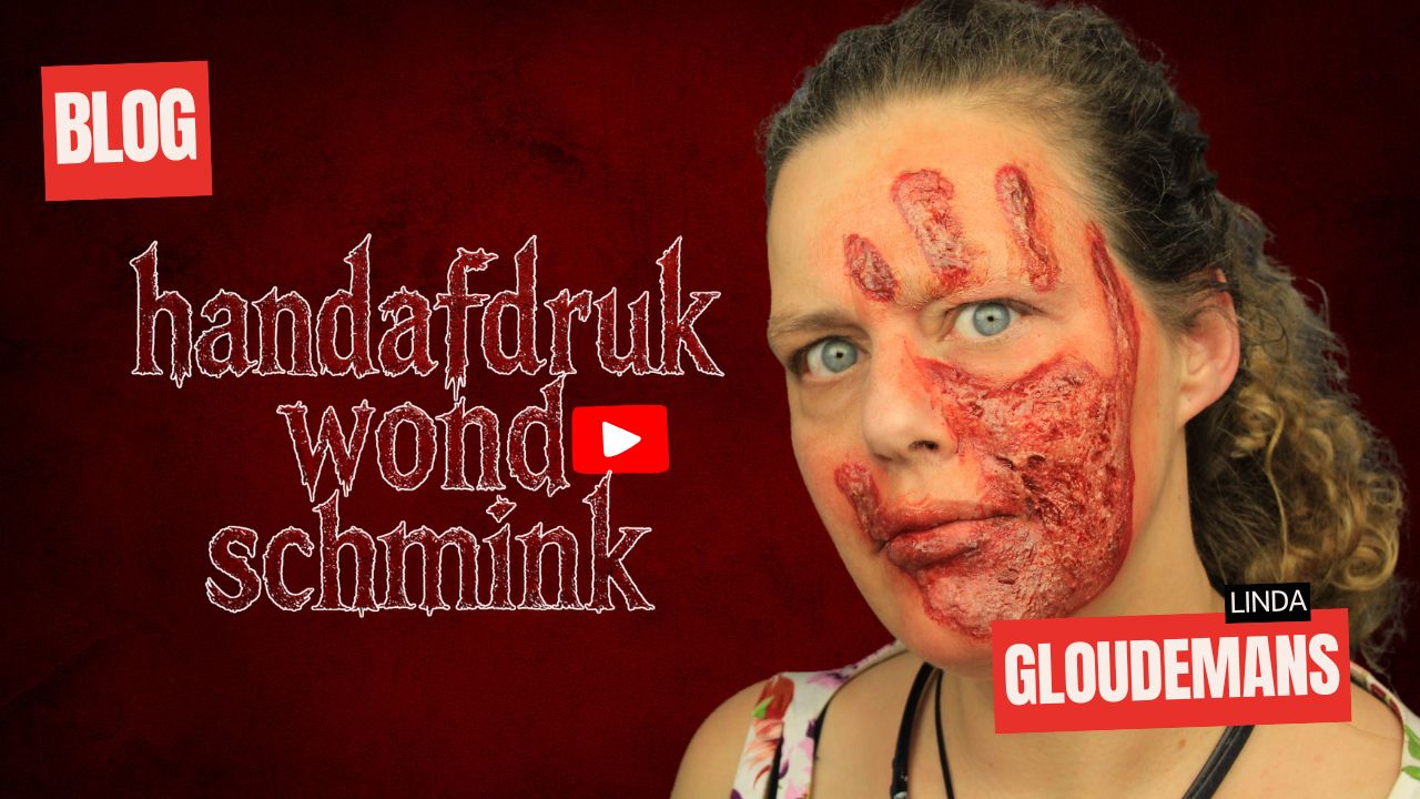 Handafdruk wond schmink met 3D Gel, special effects make-up voorbeeld van Linda Gloudemans, verkrijgbaar bij SchminkenGrime.nl