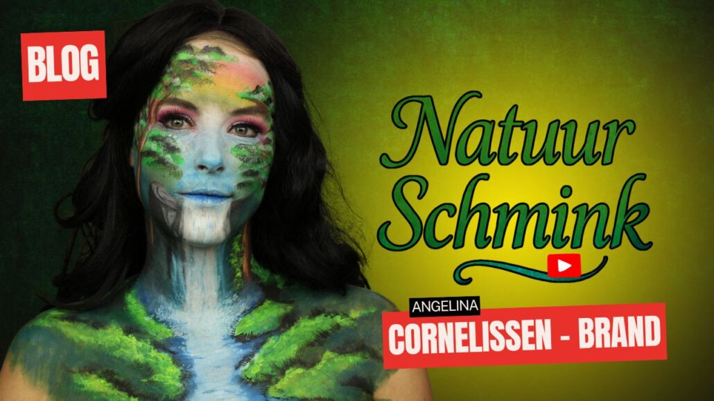 Natuur schmink voorbeeld met watervallook van Angelina, stap-voor-stap uitgelegd – verkrijgbaar bij SchminkenGrime.nl