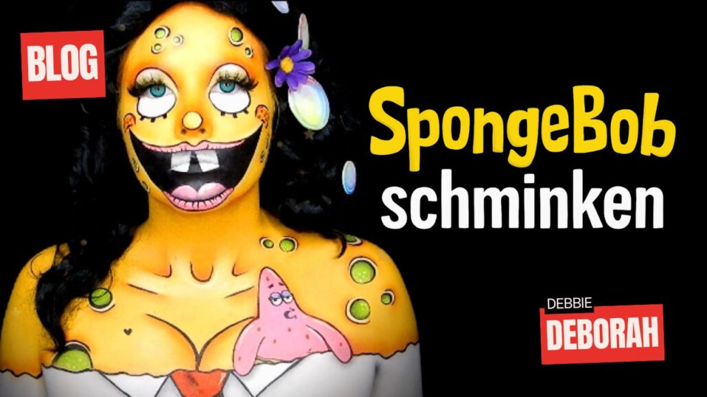 Spongebob schmink transformatie met Patrick detail, geschminkt met producten van SchminkenGrime.nl