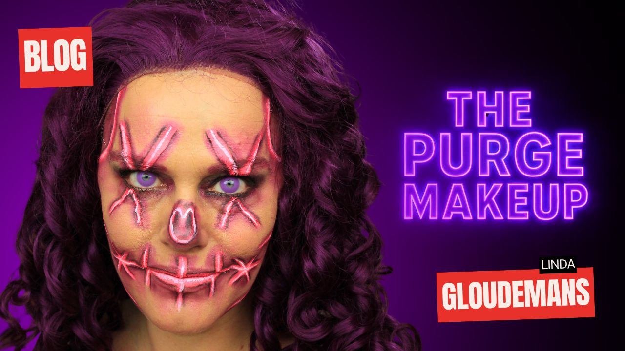 The Purge makeup look met neon skull schmink, ontworpen door Linda Gloudemans, verkrijgbaar bij SchminkenGrime.nl