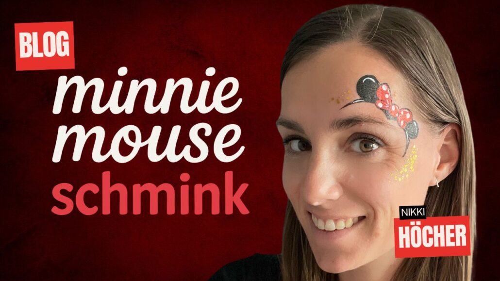 Minnie Mouse schmink voorbeeld, makkelijk ontwerp door Nikki, verkrijgbaar bij SchminkenGrime.nl