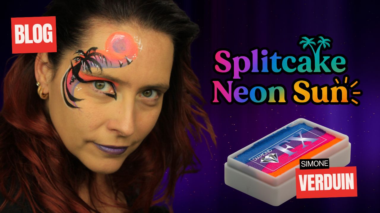 Zomerse schminklook met Splitcake Neon Sun van Diamond FX, verkrijgbaar bij SchminkenGrime.nl