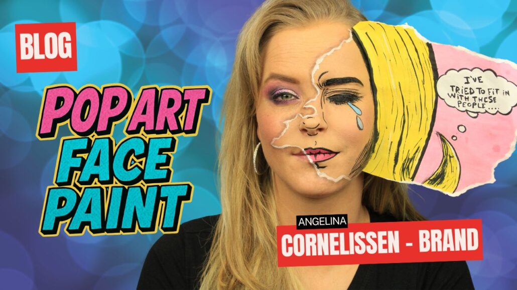 Pop Art Face Paint schminklook met striptekening en tranen, verkrijgbaar bij SchminkenGrime.nl
