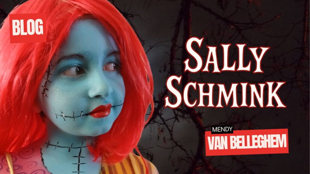 Sally schmink voorbeeld Halloween look uit The Nightmare Before Christmas, stap voor stap uitgelegd door Mendy, verkrijgbaar bij SchminkenGrime.nl