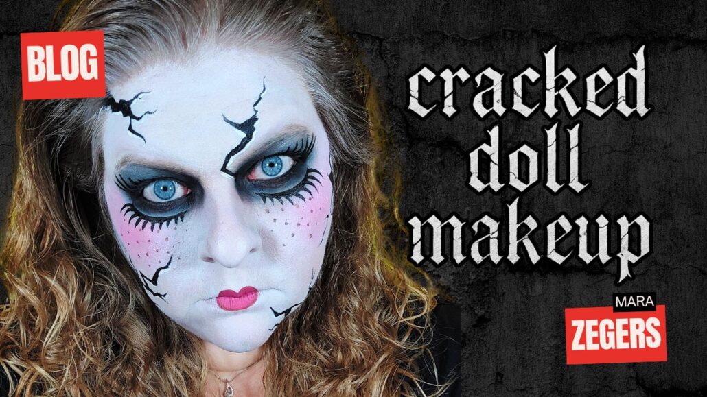 Cracked doll makeup Halloween voorbeeld met porseleinen pop look, verkrijgbaar bij SchminkenGrime.nl