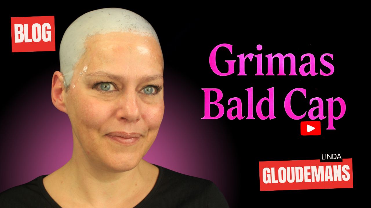 Grimas Bald Cap aanbrengen en blenden, tutorial door Linda Gloudemans – verkrijgbaar bij SchminkenGrime.nl
