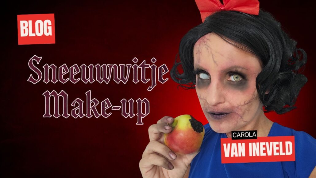Sneeuwwitje make up Halloween voorbeeld met enge prinsessenlook en appel – SchminkenGrime.nl