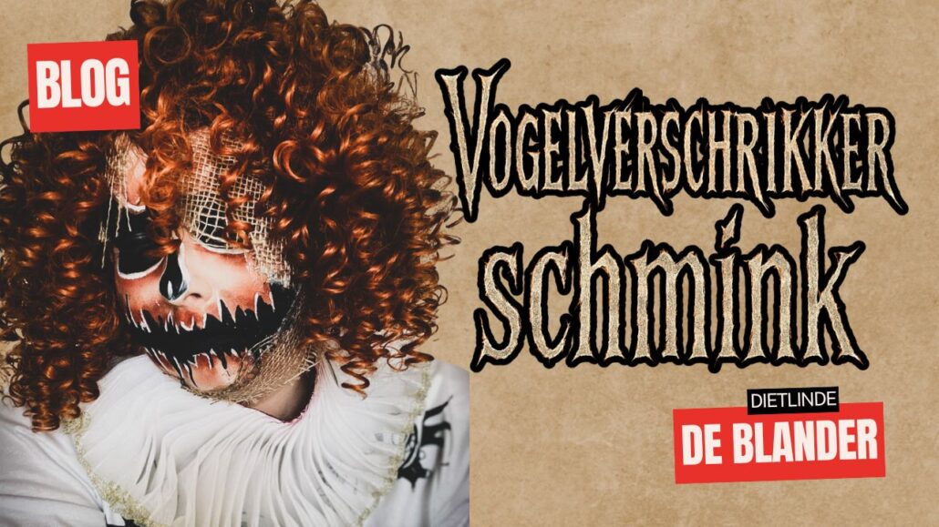 Vogelverschrikker schmink voorbeeld voor Halloween blogartikel, gemaakt door Dietlinde de Blander, verkrijgbaar bij SchminkenGrime.nl