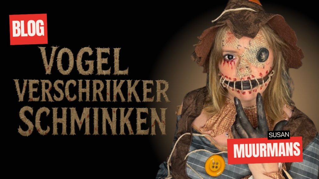 Vogelverschrikker schminken voorbeeld met jute en touw – Halloween look door Susan, verkrijgbaar bij SchminkenGrime.nl