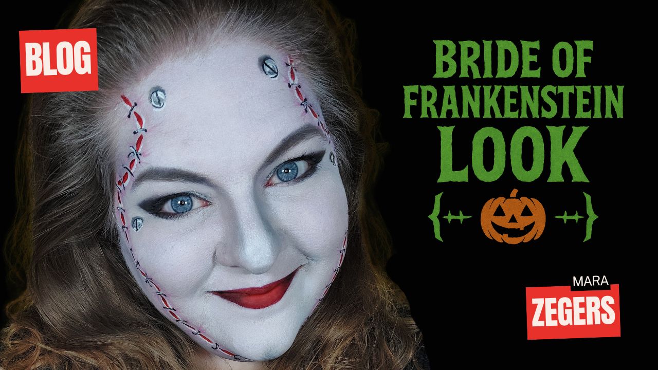 bride-of-frankenstein-look-schminkengrime Bride of Frankenstein look Halloween schmink voorbeeld door Mara Zegers – stap voor stap make-up inspiratie – verkrijgbaar bij SchminkenGrime.nl