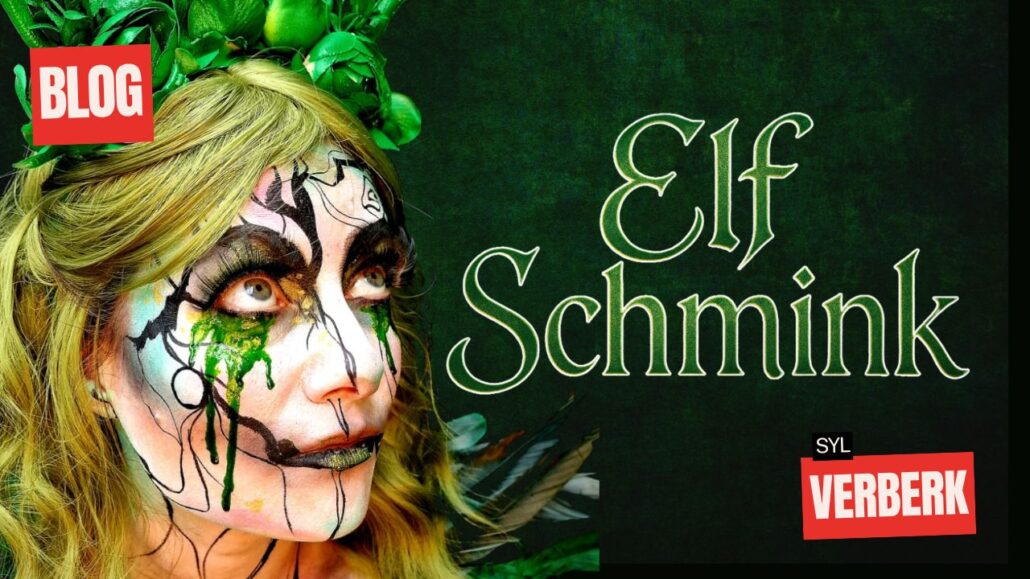 Elf schmink voorbeeld met groene tranen en sprookjesachtige look, verkrijgbaar bij SchminkenGrime.nl