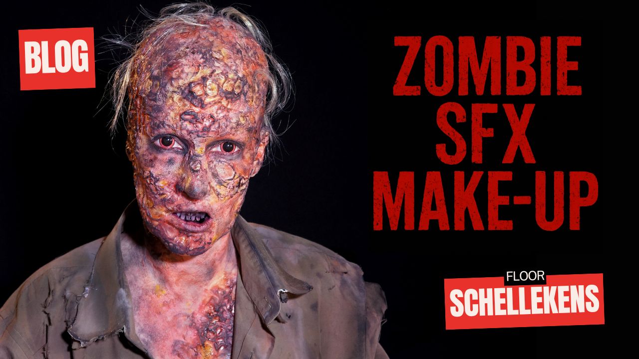 Zombie SFX make-up voorbeeld door Floor Schellekens, Halloween schmink inspiratie verkrijgbaar bij SchminkenGrime.nl