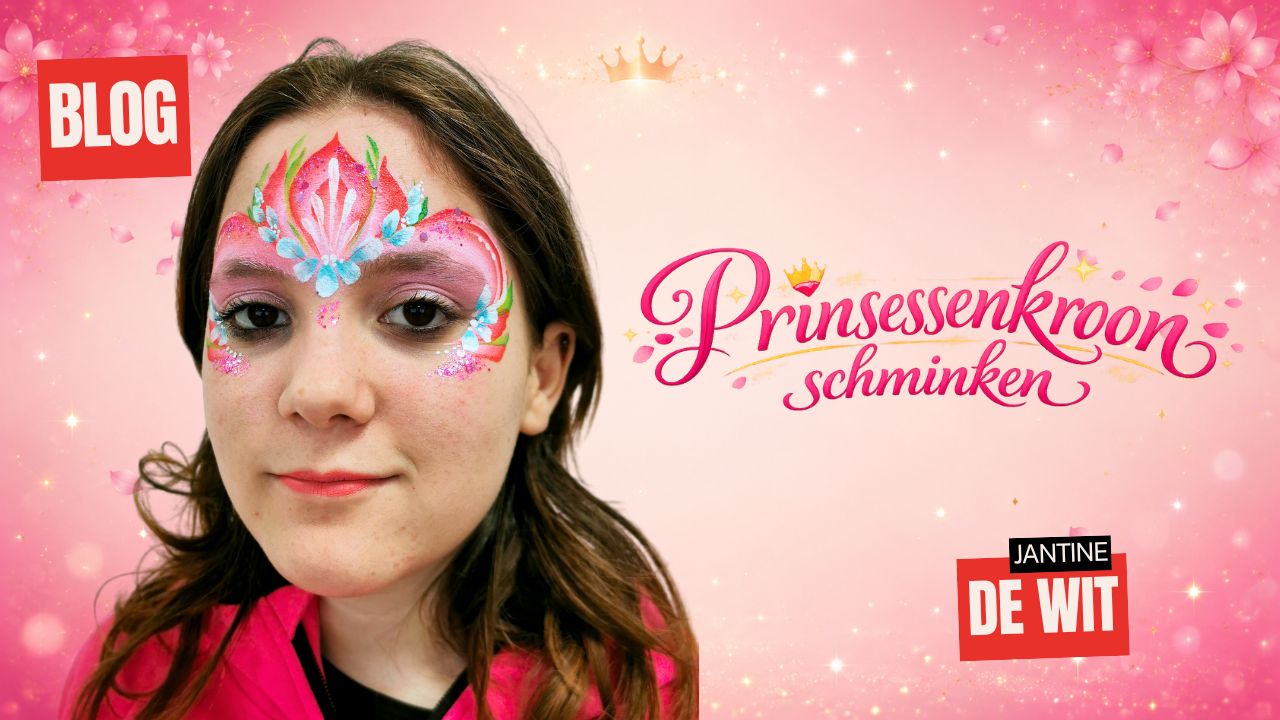Roze Superstar Baby Pink shimmer basislaag op oogleden en voorhoofd voor prinsessenkroon, verkrijgbaar bij SchminkenGrime.nl