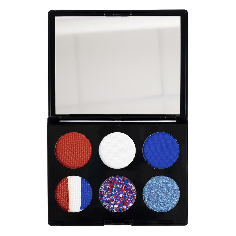 PXP Holland schmink en glitter palette in rood wit en blauw, verkrijgbaar bij SchminkenGrime.nl