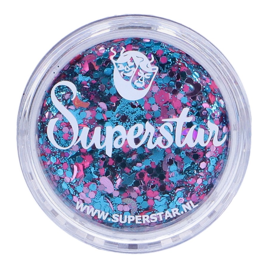 Superstar Chunky Glitter Cream Festival Spark close up van glitterstructuur, verkrijgbaar bij SchminkenGrime.nl