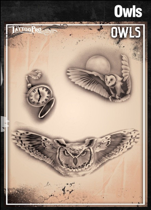 Wiser's Airbrush TattooPro Stencil – Owls
