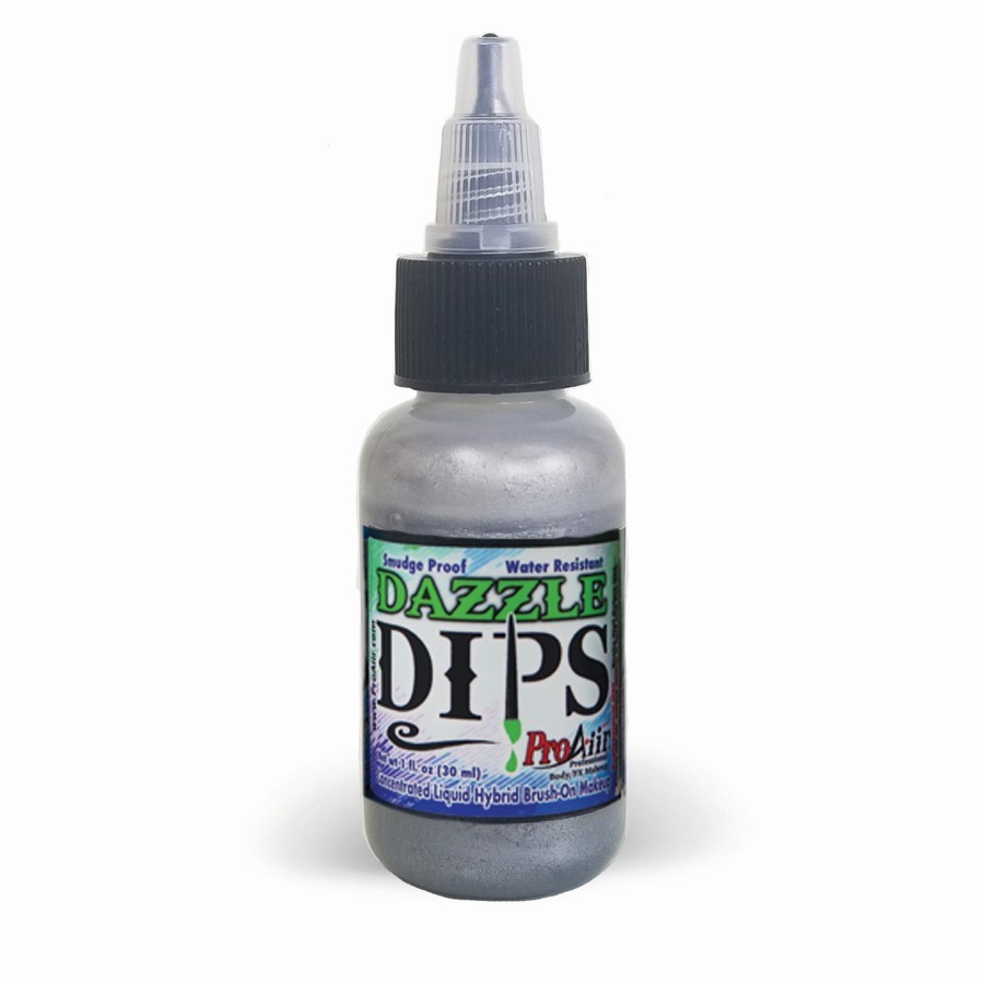 ProAiir Dazzle Dips Silver 30ml flesje, metallic zilveren schmink, verkrijgbaar bij SchminkenGrime.nl