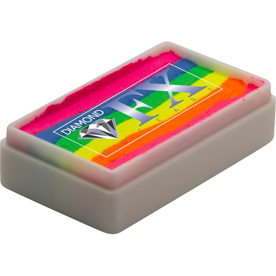 Splitcake schmink Color Splash van Diamond FX met regenboogtinten voor kleurrijke en creatieve ontwerpen, verkrijgbaar bij SchminkenGrime.nl