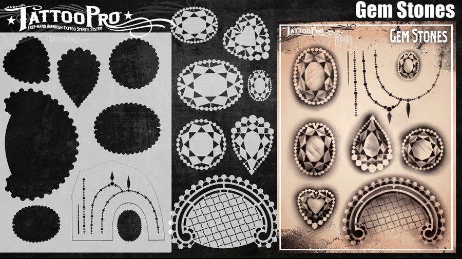 Wiser's Airbrush TattooPro Stencil – Gemstones Wiser's Airbrush TattooPro Stencil – Gemstones