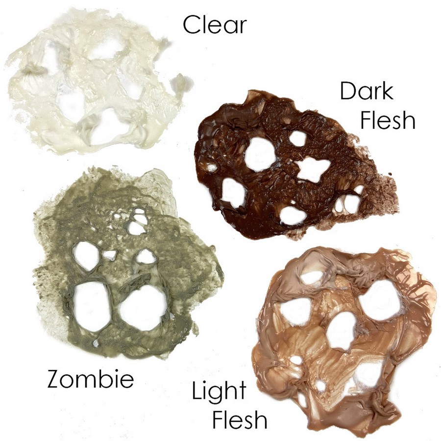 SuperStar Schminkpalette Skintone – 12 natuurlijke tinten, verkrijgbaar bij SchminkenGrime.nl Mehron Liquid Latex Zombie 135ml, voor het creëren van zombiehuid – verkrijgbaar bij SchminkenGrime.nl
