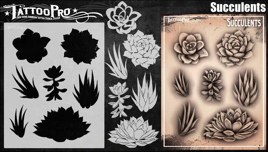 Wiser's Airbrush TattooPro Stencil – Succulents