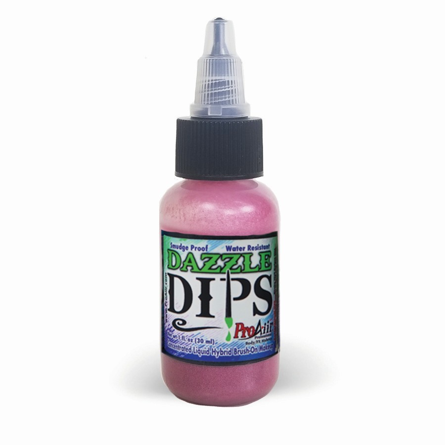ProAiir Dazzle Dips Pink 30ml flesje, metallic roze schmink, verkrijgbaar bij SchminkenGrime.nl