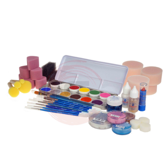 Startsets schmink voor beginners en hobbyisten, verkrijgbaar bij SchminkenGrime.nl Complete startsets met schmink, penselen en sponsjes, ideaal voor beginners, kinderfeestjes en creatieve workshops, verkrijgbaar bij SchminkenGrime.nl