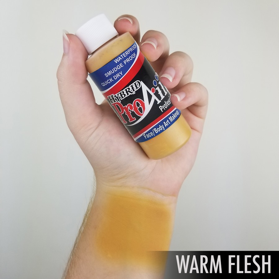 ProAiir Hybrid Warm Flesh – arm swatch van de beige-roze huidskleurige schmink ProAiir Hybrid Warm Flesh arm swatch toont warme beige-roze tint, geschikt voor basiswerk, karaktermake-up of camouflage, verkrijgbaar bij SchminkenGrime.nl