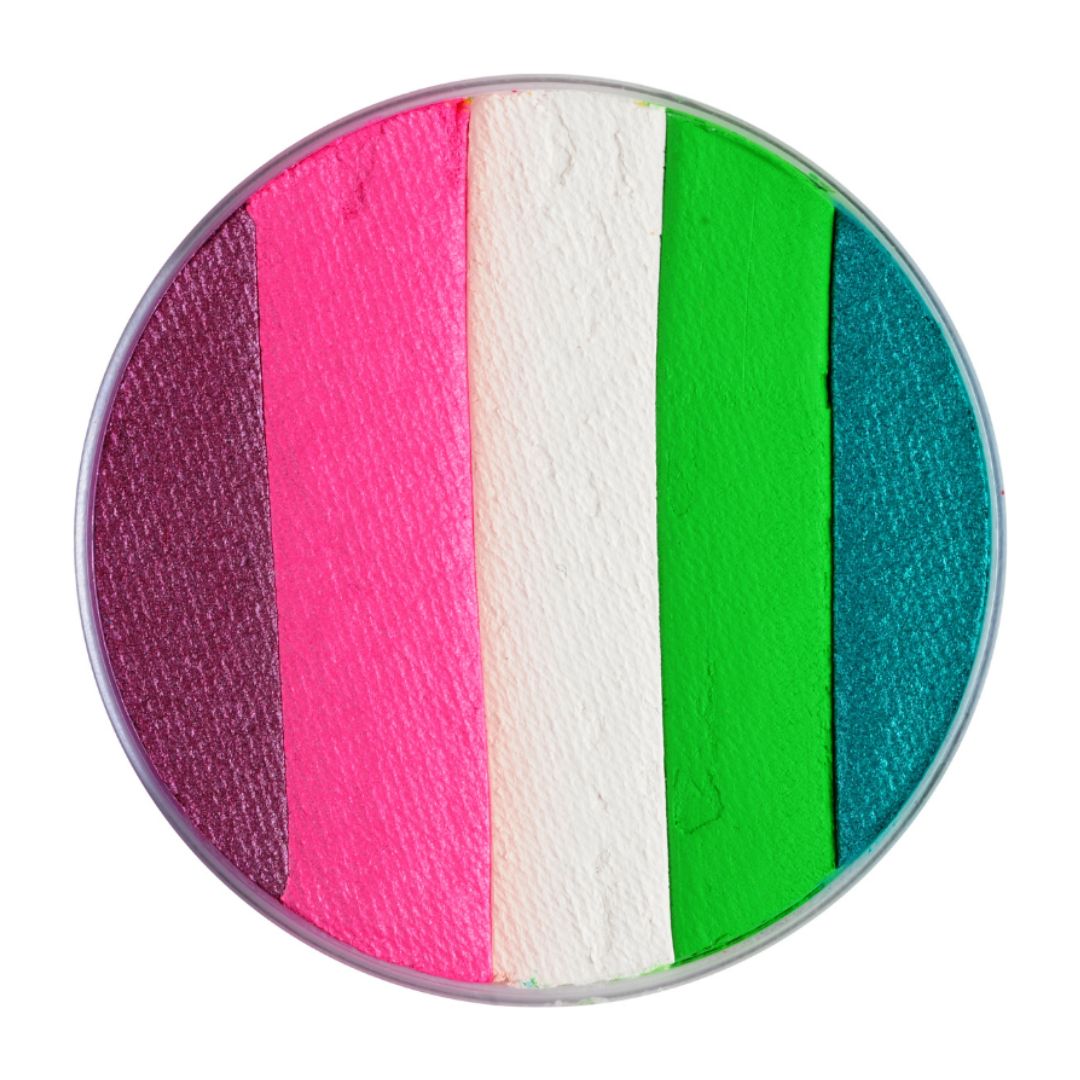 Superstar DreamColours Flower, 45 gram met heldere roze-groene kleurenmix, ideaal voor bloemen, fantasie en kinderschmink, verkrijgbaar bij SchminkenGrime.nl
