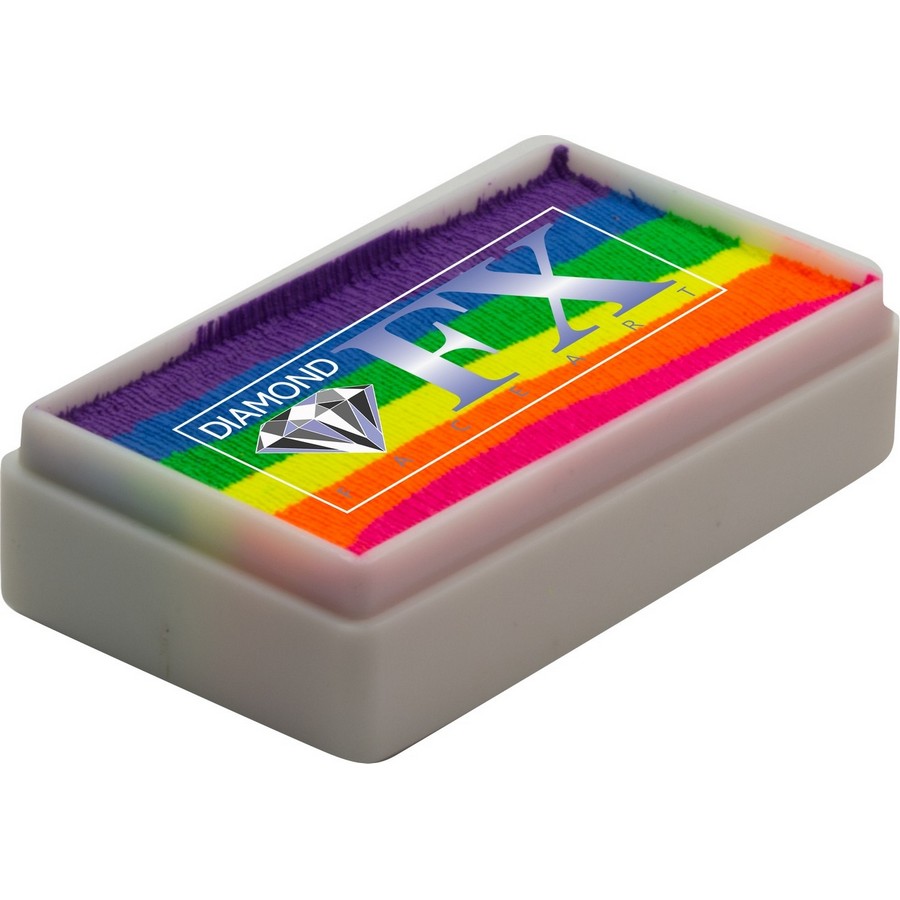 Neon Nights Splitcake schmink van Diamond FX met fluorescerende kleuren voor neon-effecten, verkrijgbaar bij SchminkenGrime.nl