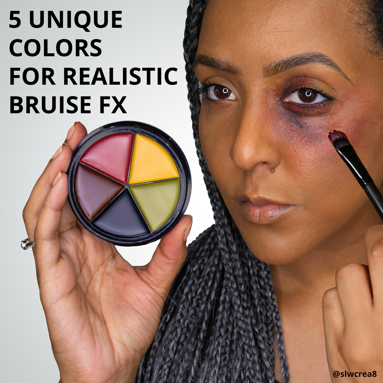 Mehron ProColoRing Bruise, bruise-wheel met meerdere kneuzingkleuren om realistische blauwe plekken te schminken verkrijgbaar bij SchminkenGrime.nl