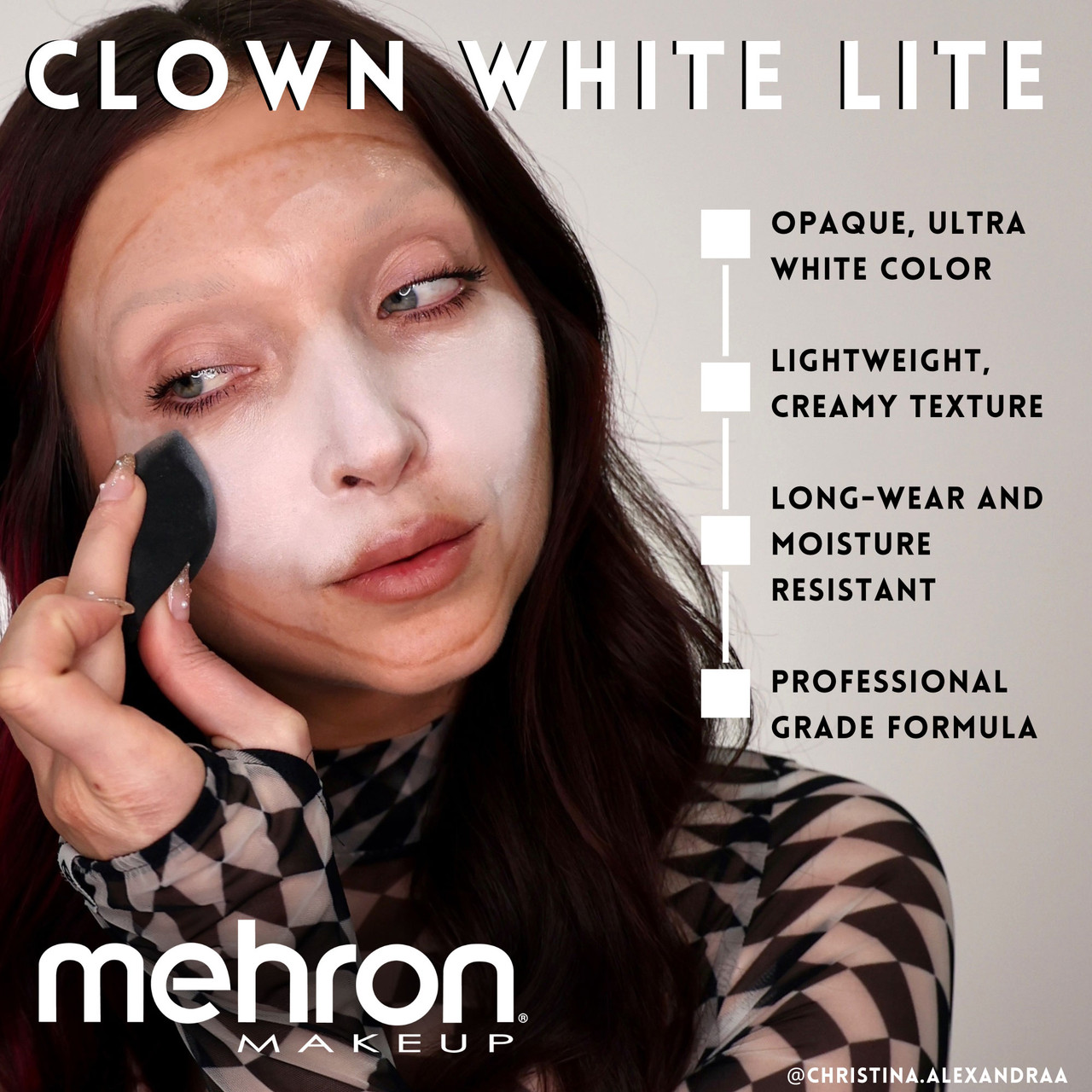 Mehron Clown White Lite instructie - SchminkenGrime.nl Mehron Clown White Lite instructie - SchminkenGrime.nl