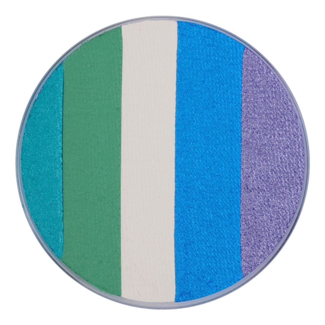 Superstar DreamColours Mermaid, 45 gram schmink met frisse aqua- en zeekleuren, perfect voor zeemeermin designs en fantasiefiguren, verkrijgbaar bij SchminkenGrime.nl