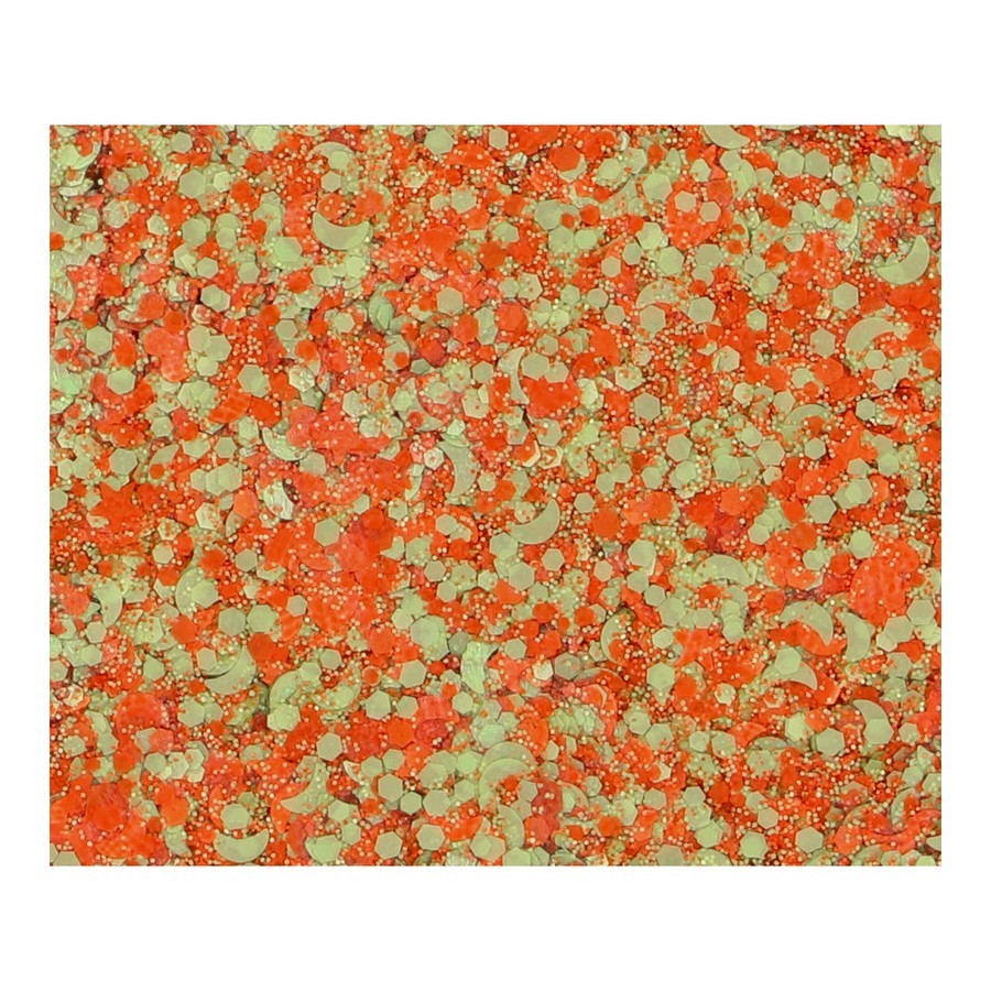 Superstar Chunky Glitter Cream Orange Green Kruikenstad aangebracht voor carnavalsschmink, verkrijgbaar bij SchminkenGrime.nl