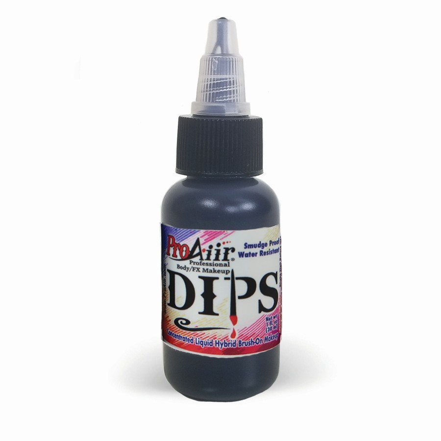 ProAiir Dips Black 30ml flesje, waterproof schmink voor penseelwerk, verkrijgbaar bij SchminkenGrime.nl