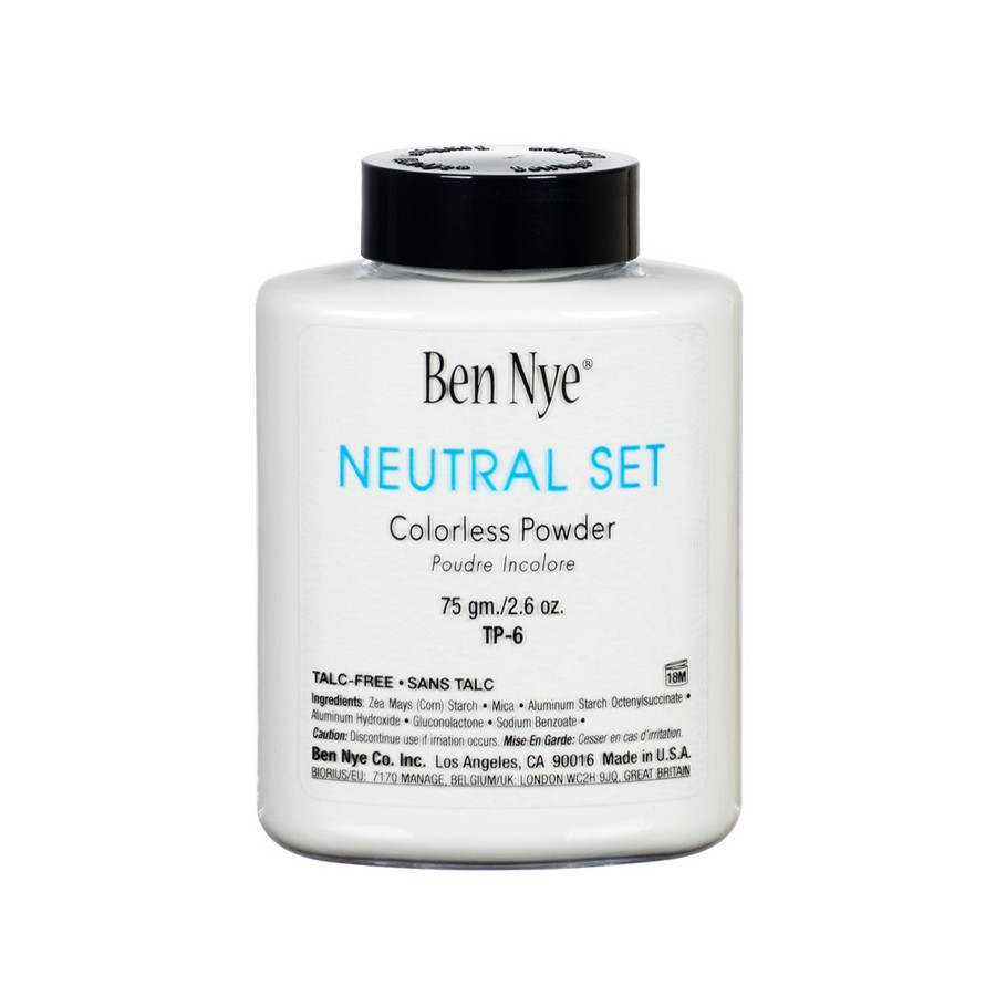Ben Nye Neutral Set Powder 75gr – fixeerpoeder | SchminkenGrime.nl Ben Nye Neutral Set Powder 75gr, kleurloos fixeerpoeder voor langdurige make-up, verkrijgbaar bij SchminkenGrime.nl
