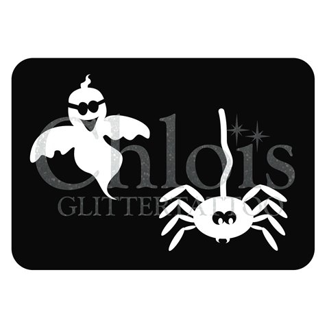 Chloïs Glittertattoo Sjabloon Ghost & Spider (Duo Stencil, 5 stuks)