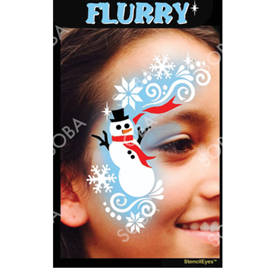 ProAiir Profile Stencil Flurry, sneeuwvlok schminkpatroon, verkrijgbaar bij SchminkenGrime.nl ProAiir Profile Stencil Flurry met sierlijke sneeuwvlokken en winterse details voor ijzige schminkdesigns, perfect voor kerst en winterlooks, verkrijgbaar bij SchminkenGrime.nl