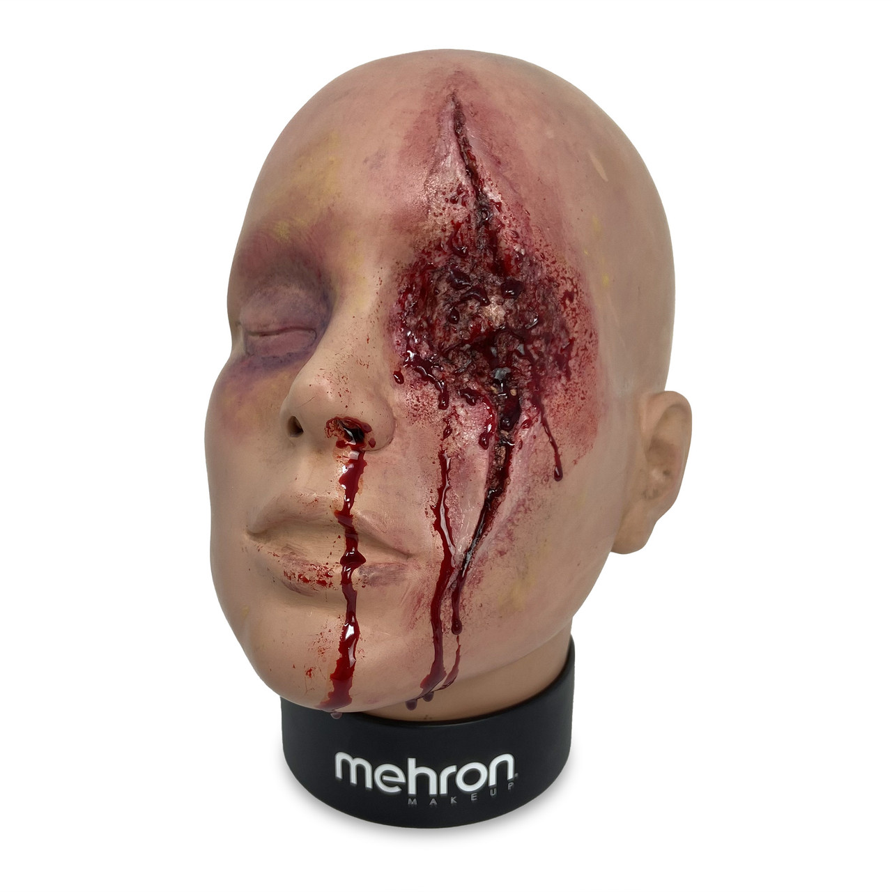 Mehron Oefenhoofd met SFX Make-up – SchminkenGrime.nl Mehron Practice Head met realistische special effects make-up