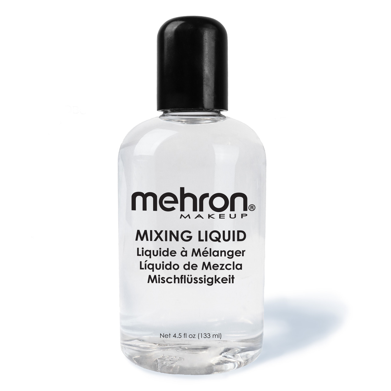 Mehron Mixing Liquid 133 ml, vloeistof om metallic-poeders en pigmenten mee te activeren tot een vloeibare, langhoudende make-up verkrijgbaar bij SchminkenGrime.nl