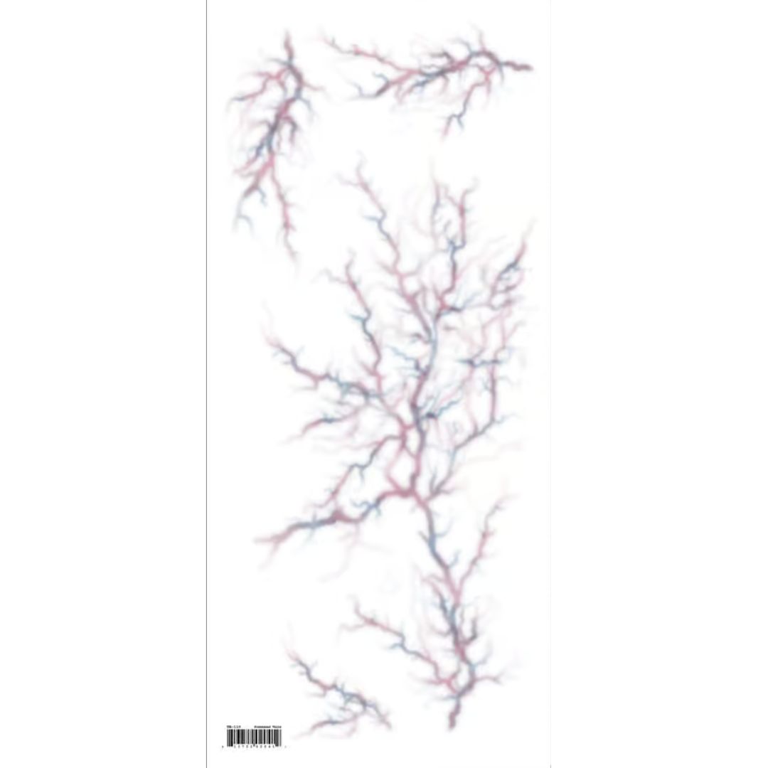 Close-up van Possessed Veins tijdelijke tattoo met aderen op de huid, verkrijgbaar bij SchminkenGrime.nl