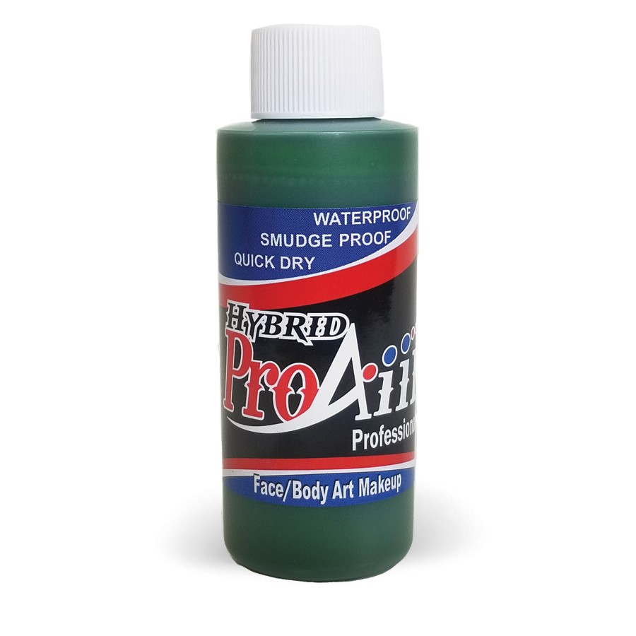 ProAiir Hybrid in de kleur Green (60ml), heldergroene airbrush schmink op alcoholbasis, perfect voor fantasy, facepaint en SFX make-up, verkrijgbaar bij SchminkenGrime.nl