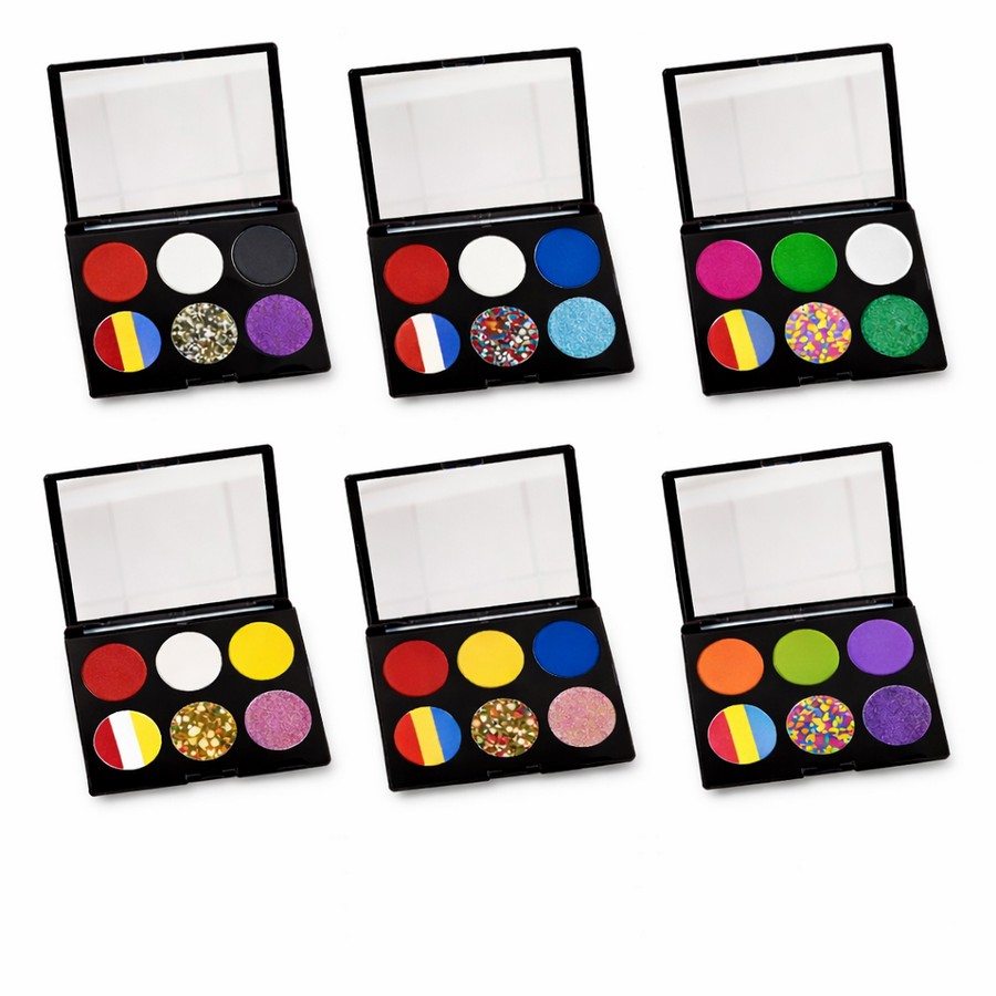 PXP Schmink & Glitter Mix Paletten met schmink, splitcake en glitter voor carnaval, festivals en themafeesten, verkrijgbaar bij SchminkenGrime.nl