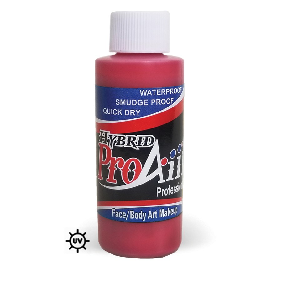 ProAiir Hybrid Radiation Red 60ml fles met rode airbrush schmink op alcoholbasis, geschikt voor professioneel gebruik, verkrijgbaar bij SchminkenGrime.nl